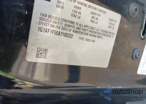 2010 Chevrolet Cobalt Lt из США, поврежденный, VIN 1G1AF1F56A7106322